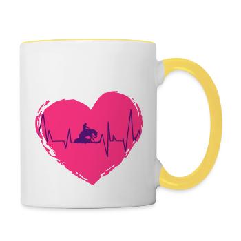 Curseur de battement de cœur Reining Heartbeat - Mug contrasté - blanc/jaune - Droite