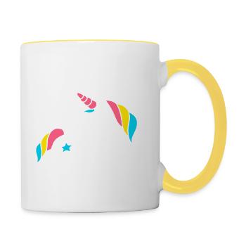 unicorn - Einhorn - Mug contrasté - blanc/jaune - Droite