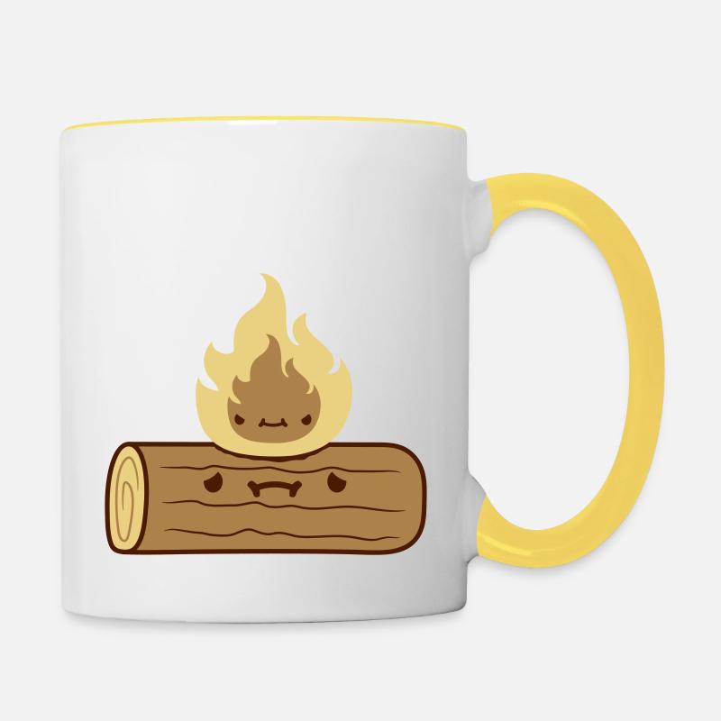 Clipart bois bûche brûle - Mug contrasté - blanc/jaune