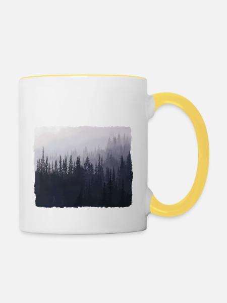 Waldlandschaft in den Bergen - Tasse zweifarbig - Weiß/Gelb