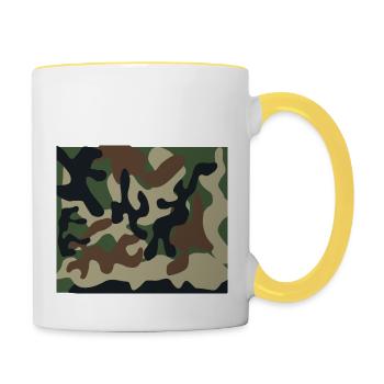 Army mask camo colors - Contrasting Mug - white/yellow - Right