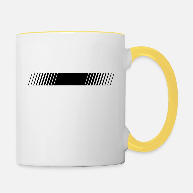Bandes de course dans le blanc du milieu - Mug contrasté - blanc/jaune