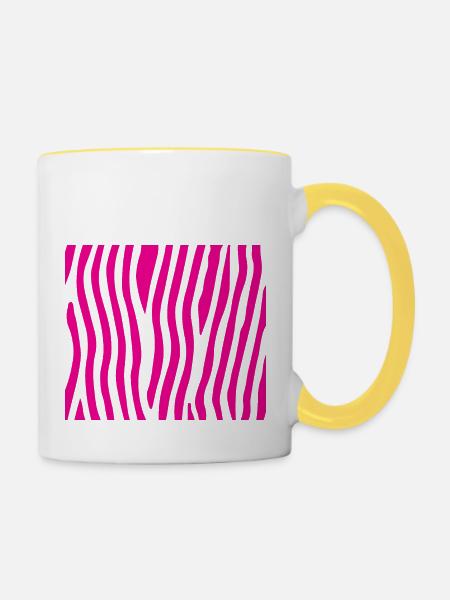 Rosa Zebra - Tasse zweifarbig - Weiß/Gelb