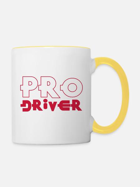 Pro Driver - Tasse zweifarbig - Weiß/Gelb
