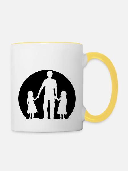 Logo Vater Töchter - Tasse zweifarbig - Weiß/Gelb