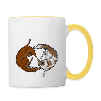 Borzoi_red - Tasse zweifarbig - Weiß/Gelb - Rechts