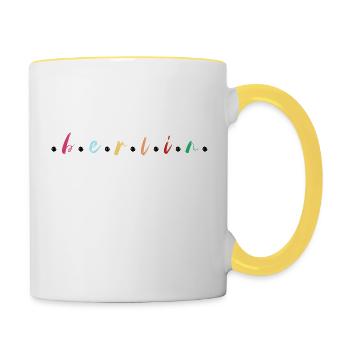 Berlin Schriftzug Rainbow 2 - Tasse zweifarbig - Weiß/Gelb - Rechts