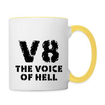 The voice of hell gift car fans mechanic - Contrasting Mug - white/yellow - Right