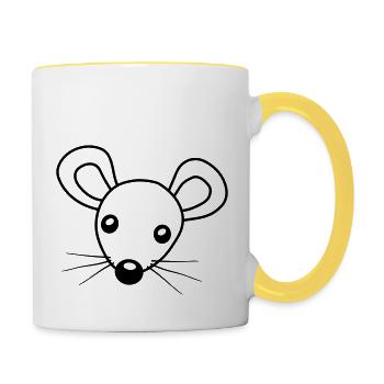 Kopf Maus Clipart - Tasse zweifarbig - Weiß/Gelb - Rechts