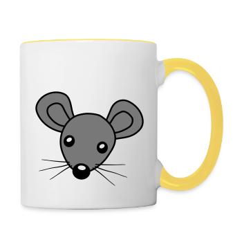 Mouse Head Clipart - Contrasting Mug - white/yellow - Right