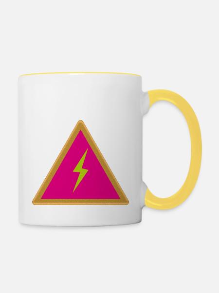 Hochspannung - Tasse zweifarbig - Weiß/Gelb