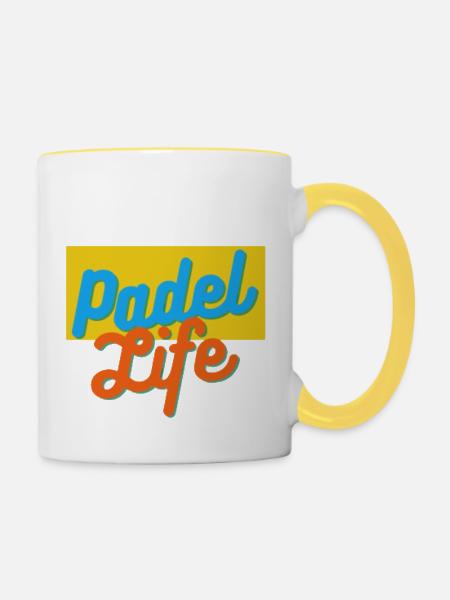 Padel Life - Tasse zweifarbig - Weiß/Gelb