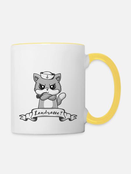 Landratte? - Tasse zweifarbig - Weiß/Gelb