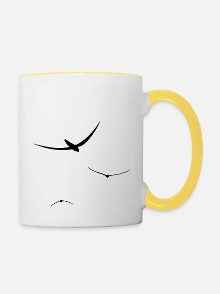birds free fly - Tasse zweifarbig - Weiß/Gelb