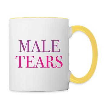 Männliche Tränen - Tasse zweifarbig - Weiß/Gelb - Rechts