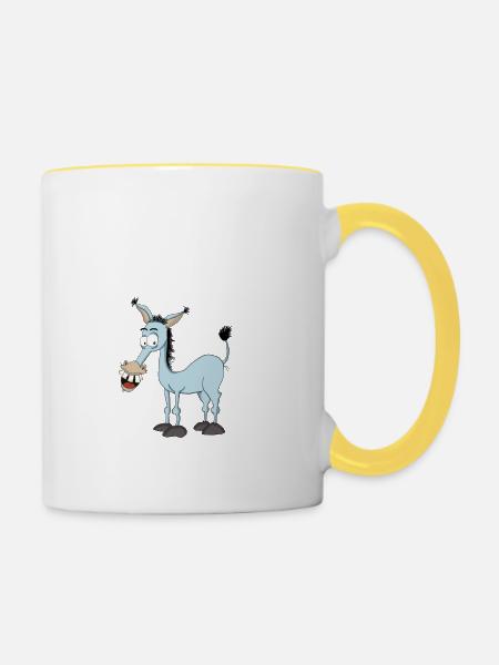 Eselchen - Tasse zweifarbig - Weiß/Gelb