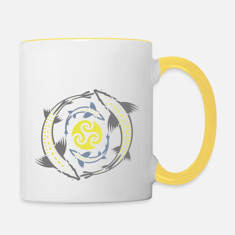 Tribal Fish - Contrasting Mug - white/yellow