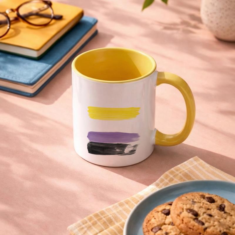 Non-Binary Pride Strokes Tasse zweifarbig