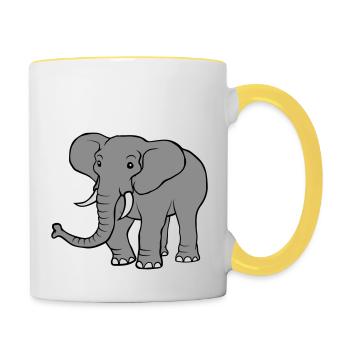 Grand éléphant gris - Mug contrasté - blanc/jaune - Droite
