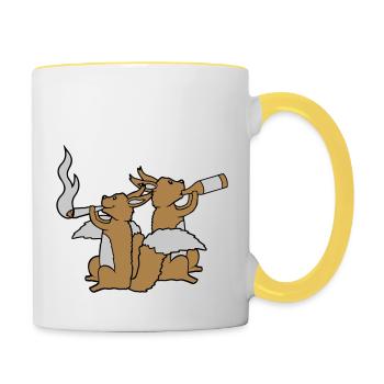 2 Écureuils de fête - Mug contrasté - blanc/jaune - Droite