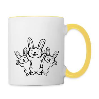Team happy bunnies - Contrasting Mug - white/yellow - Right