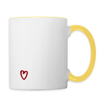 everything is connected love connection relationship - Contrasting Mug - white/yellow - Right