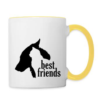 Chien Chat Meilleurs Amis Amitié Animaux de compagnie - Mug contrasté - blanc/jaune - Droite