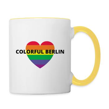 Colorful Berlin im LQBTQIA+ Design - Tasse zweifarbig - Weiß/Gelb - Rechts