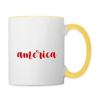 my boyfriend went to america and all i got was - Contrasting Mug - white/yellow - Right