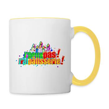 J'peux pas j'ai pâtisserie - Mug contrasté - blanc/jaune - Droite