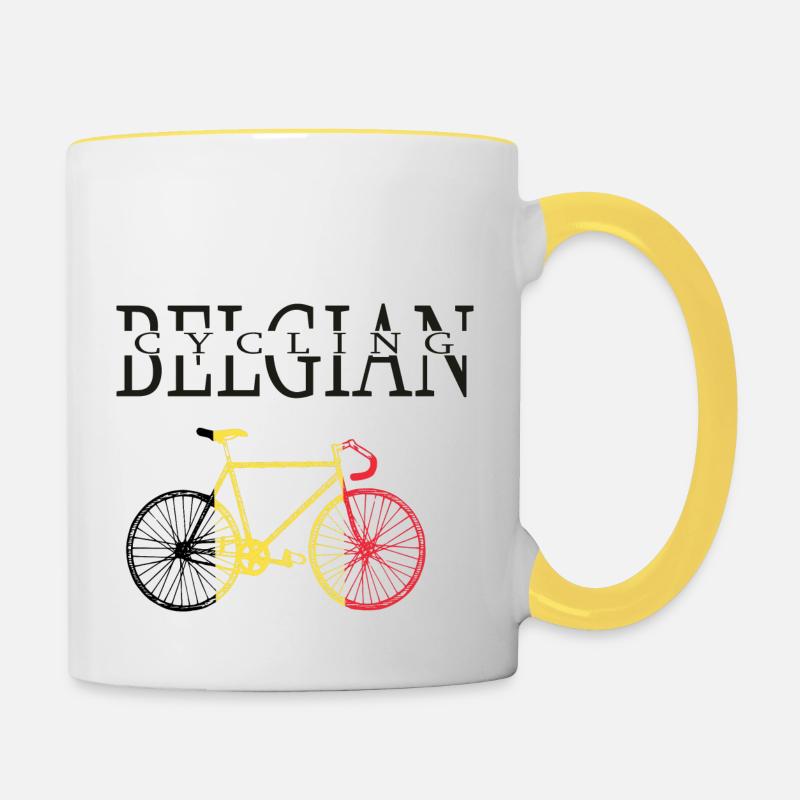 CYCLISME EN BELGIQUE - Mug contrasté - blanc/jaune