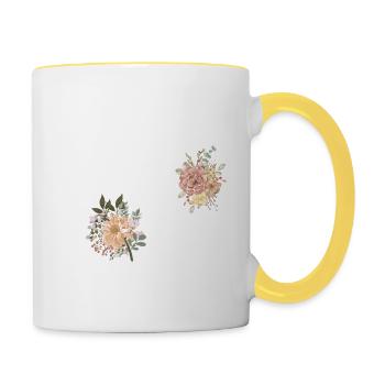 Blumen zum 91-jährigen Jubiläum (Geschenk von 91 Jahren) - Tasse zweifarbig - Weiß/Gelb - Rechts