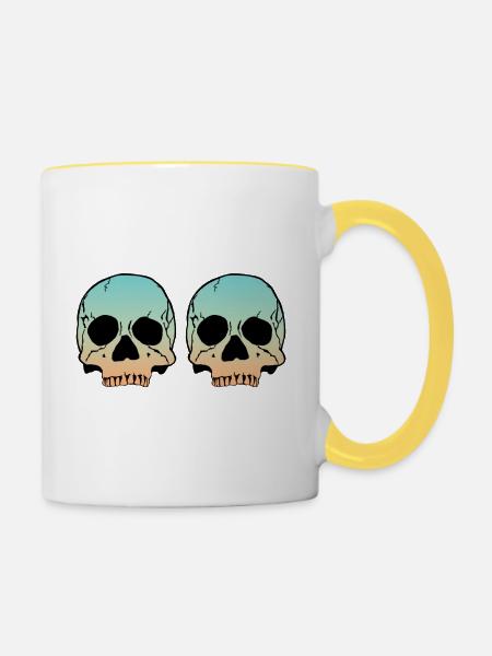 2 Skulls - Tasse zweifarbig - Weiß/Gelb