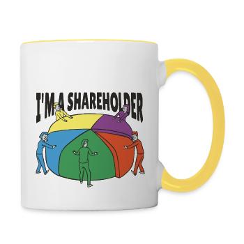 Je suis actionnaire - je suis actionnaire - Mug contrasté - blanc/jaune - Droite
