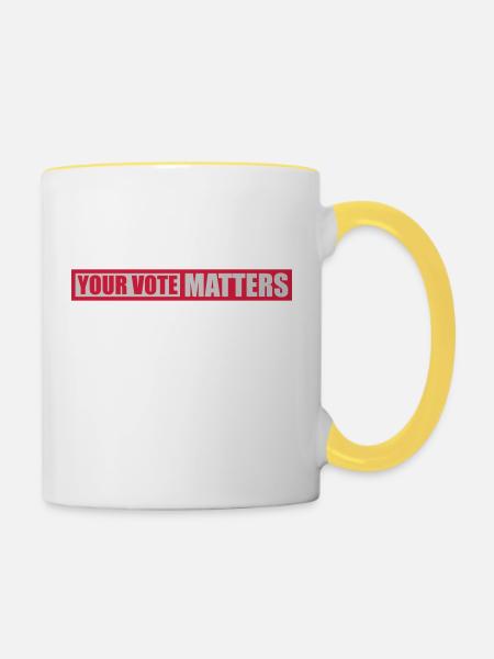 your vote matters Zitat - Tasse zweifarbig - Weiß/Gelb