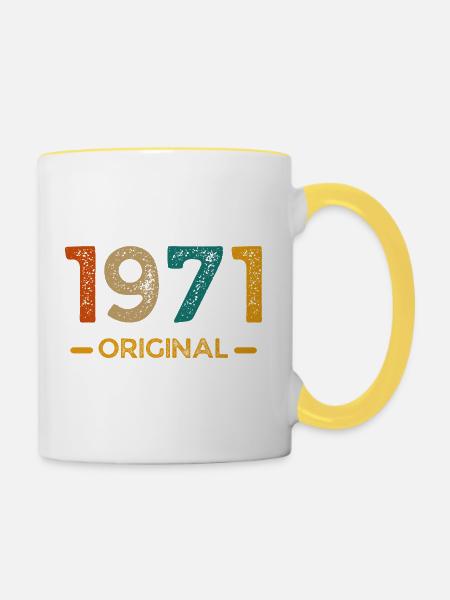 Original von 1971 - Tasse zweifarbig - Weiß/Gelb