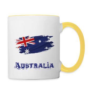 Flag Patriot Gift Country Flag Australie - Mug contrasté - blanc/jaune - Droite