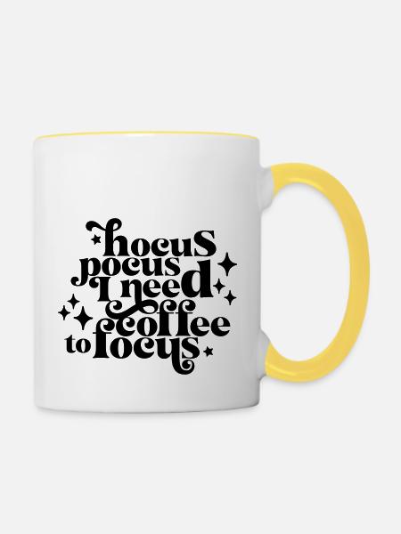 HocusPocusIneedCoffeetoFocus - Tasse zweifarbig - Weiß/Gelb