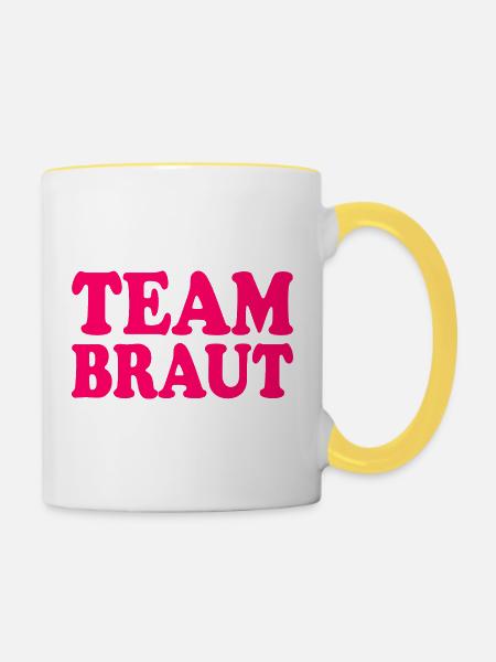 Team braut - Tasse zweifarbig - Weiß/Gelb