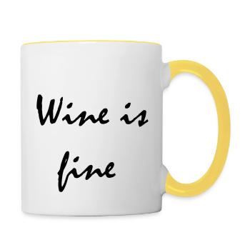 wine is fine - Tasse zweifarbig - Weiß/Gelb - Rechts