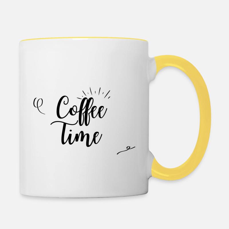 Café Brown Design - Mug contrasté - blanc/jaune