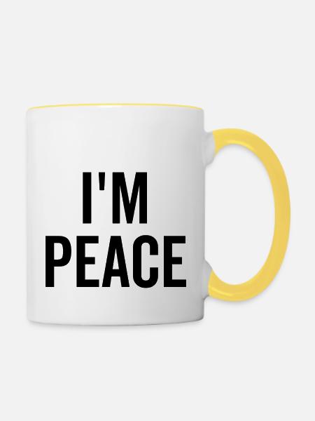 Ich bin Frieden - Tasse zweifarbig - Weiß/Gelb