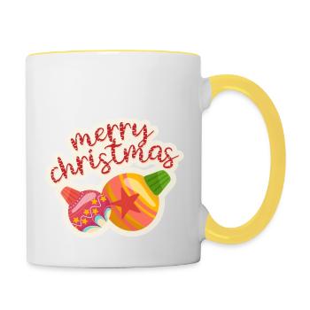 merry Christmas 12 - Tasse zweifarbig - Weiß/Gelb - Rechts