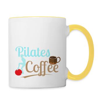 All I Need Is Pilates & Coffee Fitness Exercise - Contrasting Mug - white/yellow - Right
