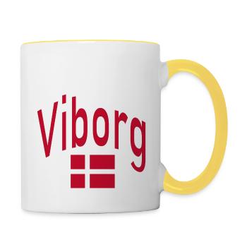 Drapeau du Danemark de Viborg - Mug contrasté - blanc/jaune - Droite