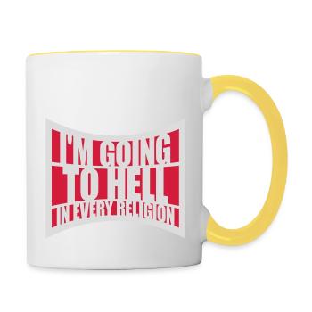 En allant en enfer - Mug contrasté - blanc/jaune - Droite