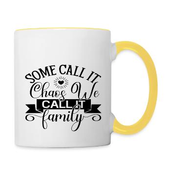 Certains appellent cela le chaos nous l’appelons la famille - Mug contrasté - blanc/jaune - Droite