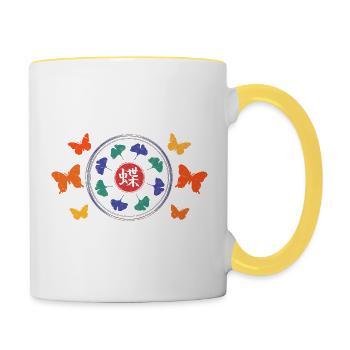 Japan Style (Butterflies) 02 - Contrasting Mug - white/yellow - Right