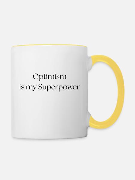 Optimism is my Superpower! - Tasse zweifarbig - Weiß/Gelb