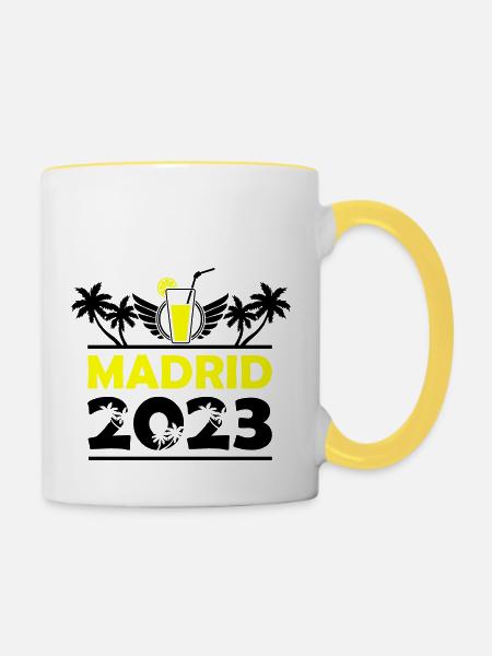 Madrid 2023 - Tasse zweifarbig - Weiß/Gelb